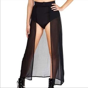 iHeartRaves Long Mesh Cutout Skirt